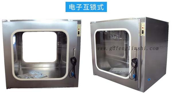 電子互鎖傳遞窗內(nèi)部采用集成電路，電磁鎖， 控制面板，指示燈等實現(xiàn)連鎖