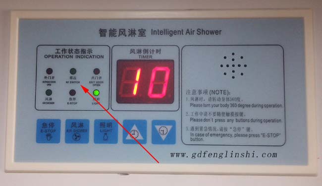 風淋室控制器上光電感應(yīng)位置